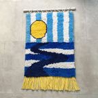 Vintage Smyrna Wandkleed Zon - Blauw, Geel thumbnail 2