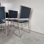 Vintage Blauw Leren Stoelen, Chrome Frames thumbnail 10
