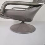 Vintage Jaren 70 Leren Draai Fauteuil Space Age Tulp Voet. thumbnail 5