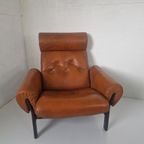 Vintage Deense Fauteuil Cognag Leer thumbnail 3