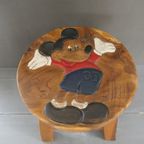 Vintage Mickey Mouse Houten Krukje, Diameter 25 Cm thumbnail 4