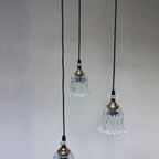 Vintage Hollywood Regency Cascade Goud/messing Hanglamp Met 3 Transparant Glazen Kelken, 1960s thumbnail 5