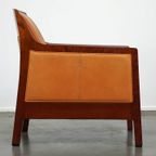 Prachtige Rundleren Artdeco Design Fauteuil/ Armchair. Hoog Comfort En Unieke Details thumbnail 4