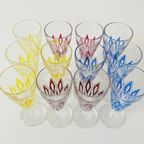 Set Vintage Vmc France Reims Champagne Glazen Harlequin 1960’s thumbnail 6