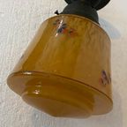 Art Deco Plafondlamp Met Glazen Kap , Jaren 40 thumbnail 3
