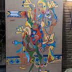 Vintage Flower Power Schilderij Van "H.Gooijer" Uit 1975 thumbnail 9