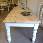 Prachtige Grote Witte Landelijke Eettafel  250 Bij 99 Cm thumbnail 5