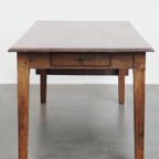 Unieke Antieke Eikenhouten Eettafel Uit Begin 1900 Met Aan Één Kant Een Uitklapbaar Blad thumbnail 10
