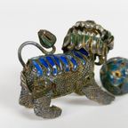 Foo (Fu) Dogs - Filigraan - Emaillen - Cloisonné - Miniatuur - Zilver - Verguld ~ 3 Stuks - Chine thumbnail 7