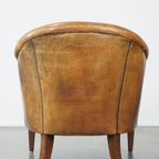 Stoere Maar Comfortabele Vintage Clubfauteuil Gemaakt Van Schapenleer thumbnail 5