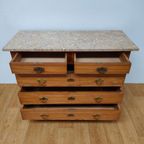 Vintage Antiek Dressoir Commode Ladekast Met Marmer Blad 810 thumbnail 8