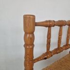 Mid Century Grenen Hoekstoel Met Biezen Zitting thumbnail 4