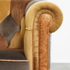 Unieke Set Van 2 In Goede Staat Verkerende Stoffen Patchwork Chesterfield Clubfauteuils thumbnail 12