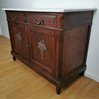 Vintage Antiek Dressoir Commode Ladekast Badkamermeubel Met Marmer Blad 404 thumbnail 9