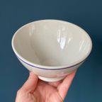Sarreguemines Set Van 4 Vintage Kommen Wit Met Blauwe Rand thumbnail 7