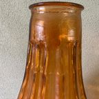 Zeer Grote Oranje Geribbelde Jaren 60 Belgische Glazen Vaas. thumbnail 9