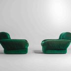 Plompe Postmoderne Italiaanse Lounge Banken In Diepgroene Flueel, 1970 thumbnail 8