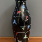 Black Glass Vase With Enamel Decoration By Veb Wasungen 1970S thumbnail 8