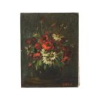 Bloemen Stilleven Schilderij Olie Op Doek Amateur Gesigneerd thumbnail 10