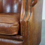 Schapenleren Clubfauteuil Met Een Correcte Afwerking Met Siernagels, In Goede Staat thumbnail 11