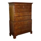 Antieke Mahonie Kast Tallboy Chest On Chest George Lll 19De Eeuw thumbnail 5