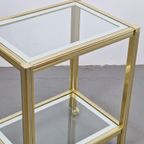Vintage Bar Cart Trolley Serveerwagen Regency Messing Glas thumbnail 8