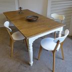 Prachtige Witte Landelijke Teak Eettafel 200 Bij 100 Cm thumbnail 4