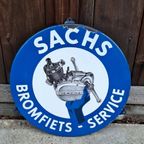 Tof Vintage Emaille Bord Sachs Bromfiets-Service. thumbnail 2