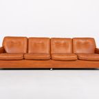 1960’S Vintage Danish Modern Cognac Leather Sofa thumbnail 2