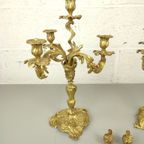 Antieke Vergulde Bronzen Louis Xv Kandelaars thumbnail 3