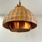 Prachtige Vintage Japandi Lamp Rotan Met Koper thumbnail 6