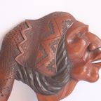 Vintage Hand-Carved Wooden Native American Chief'S Head thumbnail 9