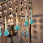 2 Stuks Murano Opaline Blauwe Tafellamlpen Vintage Kristal thumbnail 8