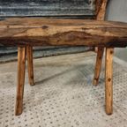 Antieke Primitieve Tafel Hakblok Sidetable Keukentafel Eiken thumbnail 4