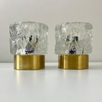 2x Midcentury Tafellamp - Peill & Putzler - Ijsglas, Goud thumbnail 2