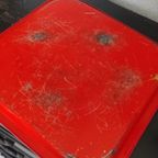 Vintage Metalen Dienblad Vierkant Rood Geel Bruin thumbnail 3