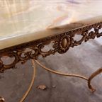 Vintage Onyx Coffee Table / Stenen Salontafel Met 'Goud' thumbnail 6