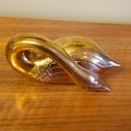 Vintage Zware Messing Zwanen Zwaan Vogels Beelden thumbnail 11