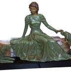 Jacques Limousin Beeld. Art-deco Dame Met Haar Honden thumbnail 4