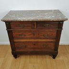 Vintage Antiek Dressoir Commode Ladekast, Badkamermeubel Met Marmer Blad 26 thumbnail 5