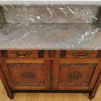 Vintage Frans Dressoir Commode, Ladekast Badkamermeubel Met Marmer Blad 112 thumbnail 16