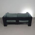Two-seat Sofa “bastiano” From Afra & Tobia Scarpa For Gavina, Italy 60s. Black Solid Wood Frame A thumbnail 9