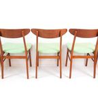 5 Farstrup Deense Houten Stoelen Nieuw Gestoffeerd Groen thumbnail 9