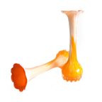 Soliflore Één Bloemsvaas In Opaline Glas Oranje/Wit, Italie Jaren '70 thumbnail 4