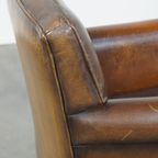 Subtiele, Stoere, Donkere En Strak Afgewerkte Schapenleren Fauteuil/armchair Met Veel Karakter thumbnail 12
