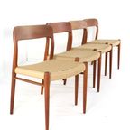 Set 4 Niels Otto Moller Stoelen Model 75 Möller Vintage Papercord thumbnail 16