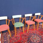 4 Vintage Brocante Wheelchair Stoelen, Houten Stoeltjes thumbnail 19