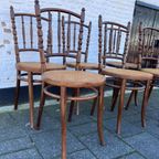 Set Van 6 Originele Thonet Stoelen Met Gave Webbing Zittingen Prijs/Hele Set thumbnail 6