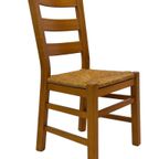 Vintage Set Van 6 Eetkamerstoelen Eiken En Riet Design thumbnail 11