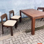 Brutalist Jaren 60 Eetkamerset (uitschuifbare Stafel + 4 Stoelen) thumbnail 6